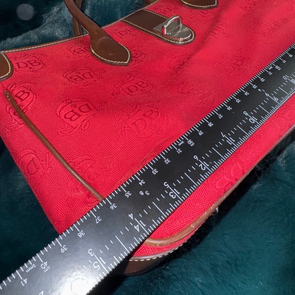 Dooney & Bourke Purse Tote Canvas & Leather LOGO Monogram D&B Red Purse Bag - Picture 12 of 14